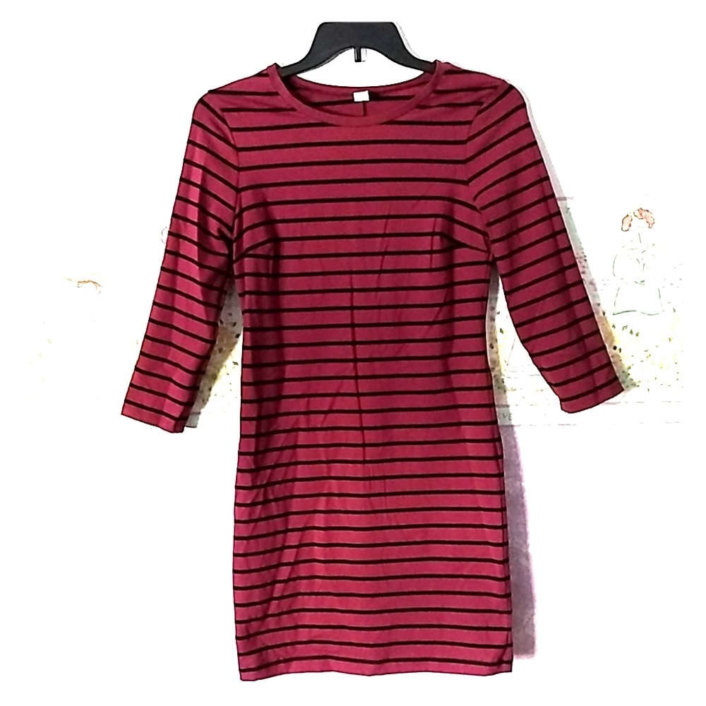 Maroon Striped Bodycon Dress